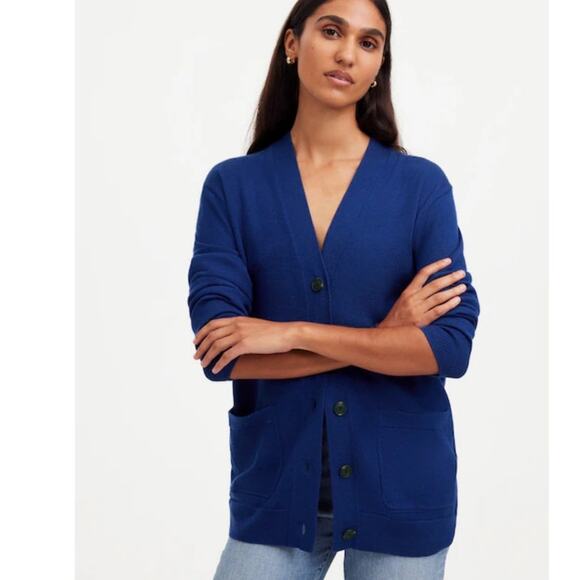 NWT Madewell Merino Wool Boyfriend Cardigan in Bright Cobalt NS666 Size XXS - Picture 1 of 12